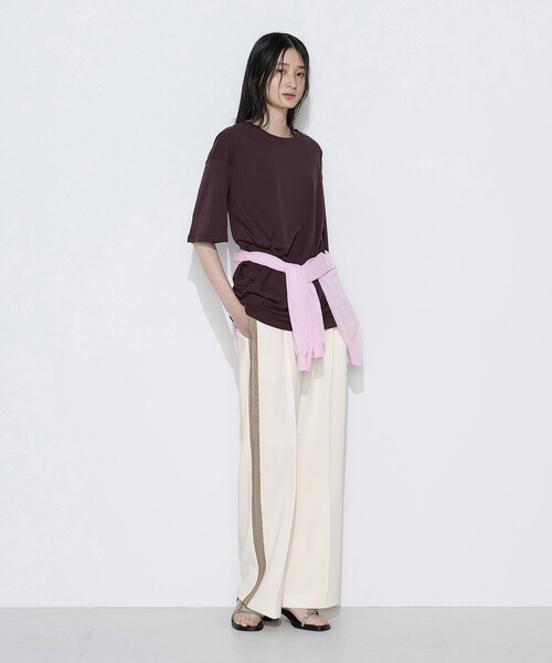 COMME CA(コムサ)の「ストレッチダブルクロス トラックパンツ(その他パンツ・レディース・ネイビー/オフホワイト・11号/9号)」の6枚目の写真