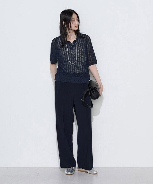 COMME CA(コムサ)の「ストレッチダブルクロス トラックパンツ(その他パンツ・レディース・ネイビー/オフホワイト・11号/9号)」の16枚目の写真