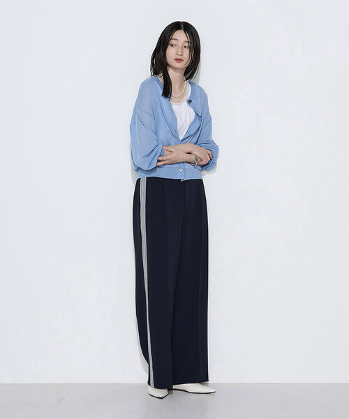 COMME CA(コムサ)の「ストレッチダブルクロス トラックパンツ(その他パンツ・レディース・ネイビー/オフホワイト・11号/9号)」の17枚目の写真