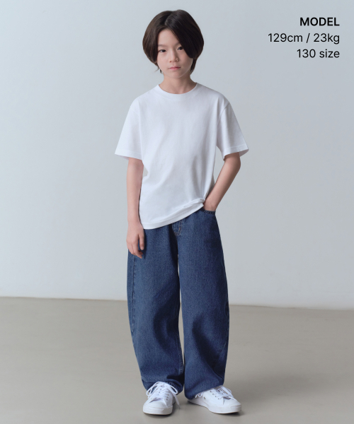 MUSINSA STANDARD KIDS（ムシンサスタンダードキッズ）の「カーブデニムパンツ [ミディアムインディゴ]（デニムパンツ・レディース・その他・120/130/140/150/160）」の5枚目の写真