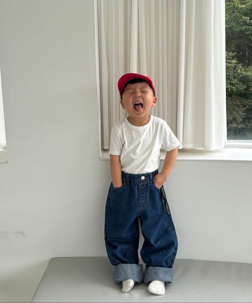 MUSINSA STANDARD KIDS（ムシンサスタンダードキッズ）の「カーブデニムパンツ [ミディアムインディゴ]（デニムパンツ・レディース・その他・120/130/140/150/160）」の4枚目の写真