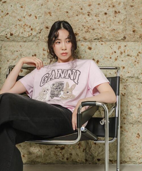 GANNI（ガニー）の「GANNI　EXCLUSIVE RELAXED T-SHIRTS（Tシャツ/カットソー・レディース・ピンク・SMALL/X-SMALL）」の6枚目の写真