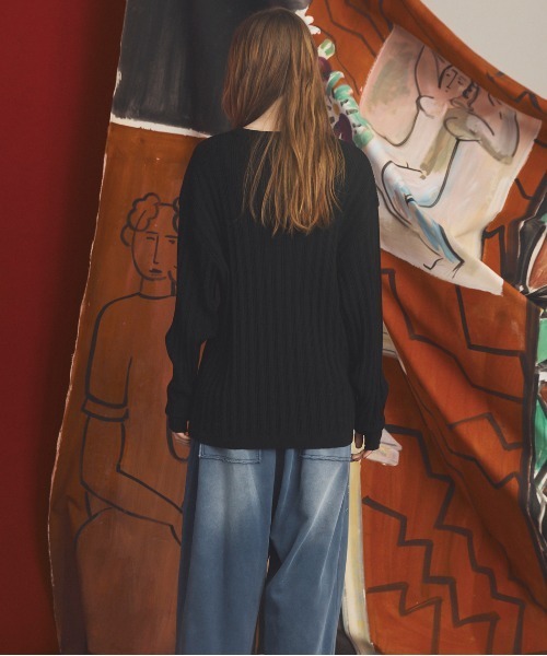 MAISON SPECIAL（メゾンスペシャル）の「《UNISEX》Shadow Stripe Prime-Over Henley Neck Knit Sweater/シャドーストライププライムオーバーヘンリーネックニットセーター【MAISON SPECIAL/メゾンスペシャル】（ニット/セーター・メンズ・ベージュ/バーガンディー/ブラック・2/1/0）」の17枚目の写真
