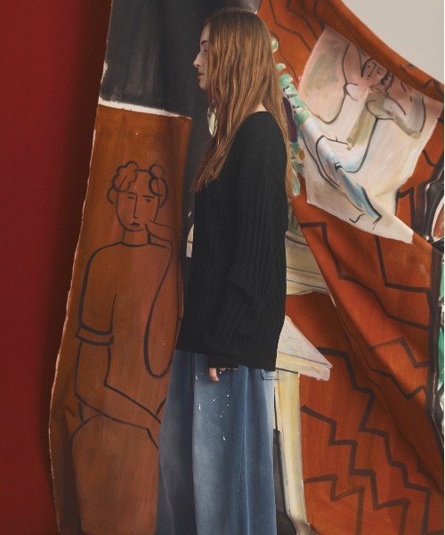 MAISON SPECIAL（メゾンスペシャル）の「《UNISEX》Shadow Stripe Prime-Over Henley Neck Knit Sweater/シャドーストライププライムオーバーヘンリーネックニットセーター【MAISON SPECIAL/メゾンスペシャル】（ニット/セーター・メンズ・ベージュ/バーガンディー/ブラック・2/1/0）」の16枚目の写真