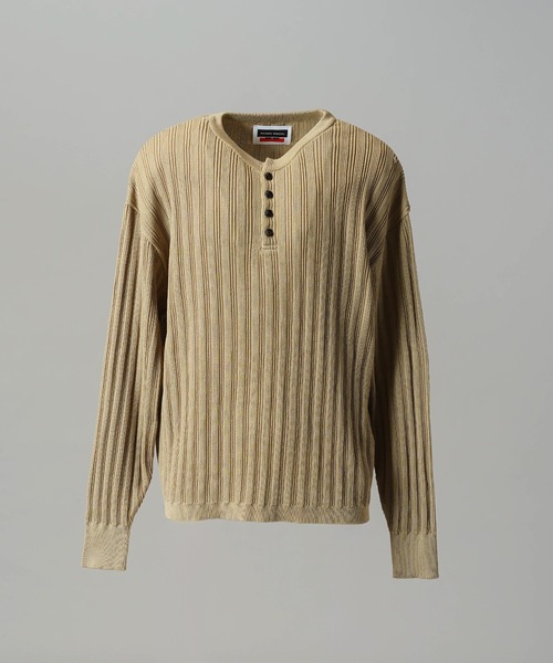 MAISON SPECIAL（メゾンスペシャル）の「《UNISEX》Shadow Stripe Prime-Over Henley Neck Knit Sweater/シャドーストライププライムオーバーヘンリーネックニットセーター【MAISON SPECIAL/メゾンスペシャル】（ニット/セーター・メンズ・ベージュ/バーガンディー/ブラック・2/1/0）」の19枚目の写真