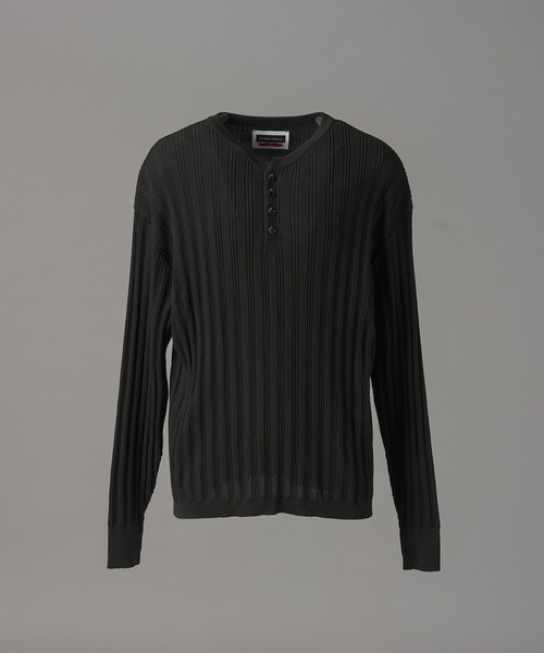 MAISON SPECIAL（メゾンスペシャル）の「《UNISEX》Shadow Stripe Prime-Over Henley Neck Knit Sweater/シャドーストライププライムオーバーヘンリーネックニットセーター【MAISON SPECIAL/メゾンスペシャル】（ニット/セーター・メンズ・ベージュ/バーガンディー/ブラック・2/1/0）」の20枚目の写真