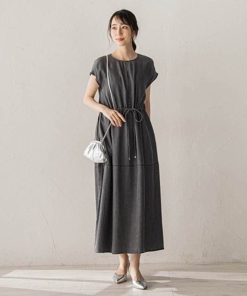 Droite lautreamont（ドロワットロートレアモン）の「Air DENIMワンピース（ワンピース・レディース・ブラック/ブルー・M）」の4枚目の写真