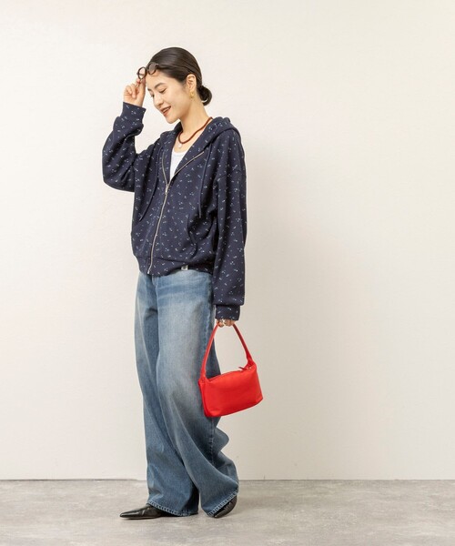 MAQWEL(マクウェル)の「【MAQWEL/マクウェル】Flower Waffleジップパーカー(Tシャツ/カットソー・レディース・ネイビー/アイボリー・FREE)」の18枚目の写真