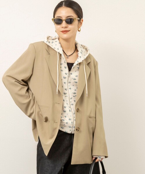 MAQWEL(マクウェル)の「【MAQWEL/マクウェル】Flower Waffleジップパーカー(Tシャツ/カットソー・レディース・ネイビー/アイボリー・FREE)」の7枚目の写真