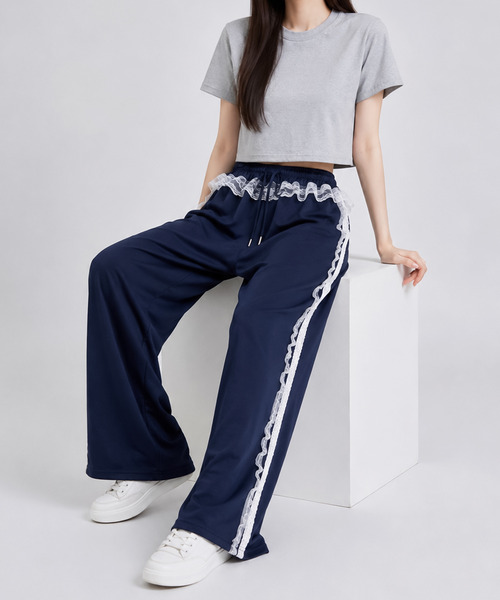 NinaetLina(ニナエリナ)の「レースワイドジャージパンツ(その他パンツ・レディース・グレー/ネイビー/ブラック・FREE)」の19枚目の写真
