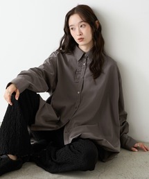 【forksy.】＜モンスターシリーズ＞バルーンヘム アクセントフリル オーバーサイズシャツ
