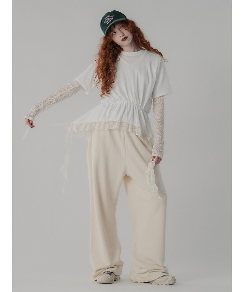 ELCHELE（エルチェレ）の「HEM LACE TEE（Tシャツ/カットソー・レディース・ホワイト/スミクロ・FREE）」の15枚目の写真