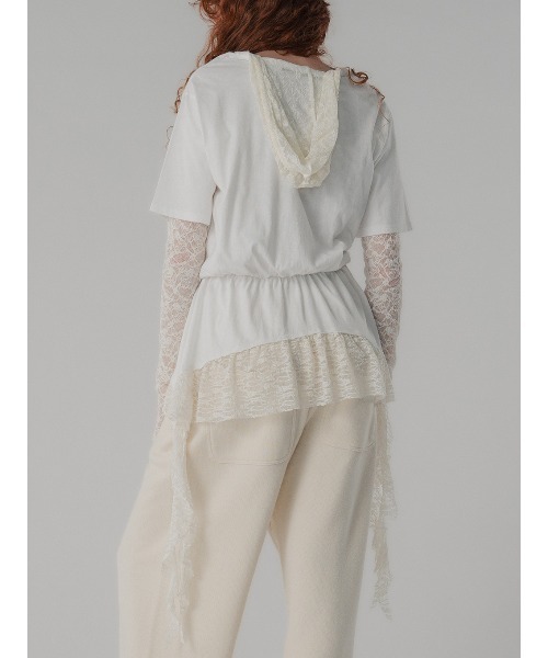 ELCHELE（エルチェレ）の「HEM LACE TEE（Tシャツ/カットソー・レディース・ホワイト/スミクロ・FREE）」の13枚目の写真