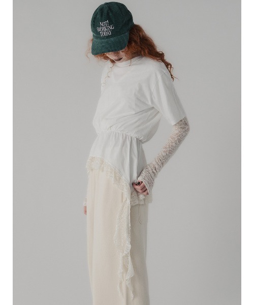 ELCHELE（エルチェレ）の「HEM LACE TEE（Tシャツ/カットソー・レディース・ホワイト/スミクロ・FREE）」の12枚目の写真