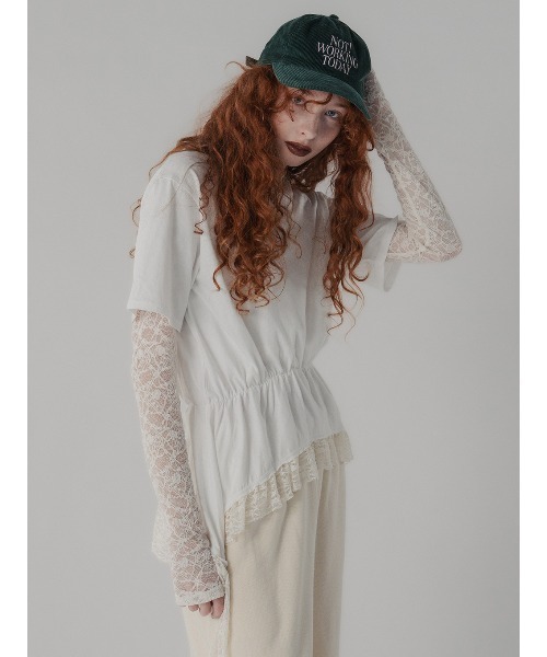 ELCHELE（エルチェレ）の「HEM LACE TEE（Tシャツ/カットソー・レディース・ホワイト/スミクロ・FREE）」の11枚目の写真