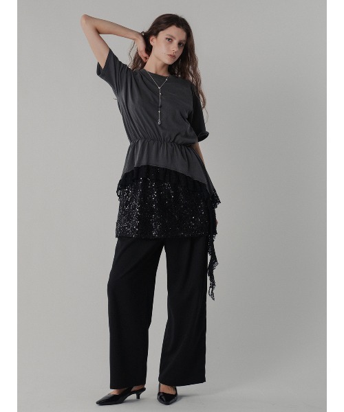 ELCHELE（エルチェレ）の「HEM LACE TEE（Tシャツ/カットソー・レディース・ホワイト/スミクロ・FREE）」の7枚目の写真