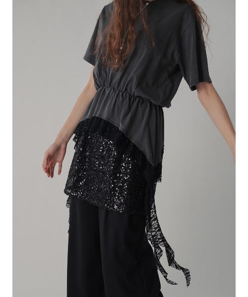 ELCHELE（エルチェレ）の「HEM LACE TEE（Tシャツ/カットソー・レディース・ホワイト/スミクロ・FREE）」の6枚目の写真