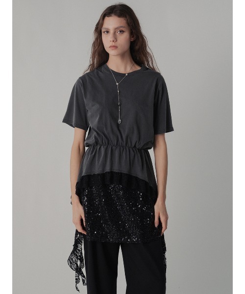 ELCHELE（エルチェレ）の「HEM LACE TEE（Tシャツ/カットソー・レディース・ホワイト/スミクロ・FREE）」の3枚目の写真