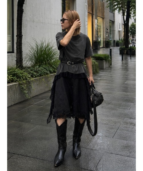 ELCHELE（エルチェレ）の「HEM LACE TEE（Tシャツ/カットソー・レディース・ホワイト/スミクロ・FREE）」の9枚目の写真