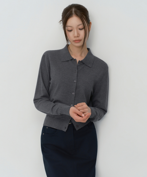 MUSINSA STANDARD WOMAN（ムシンサスタンダードウーマン）の「ウィメンズエッセンシャルカラードカーディガン[チャコールグレー]（カーディガン/ボレロ・レディース・その他・MEDIUM/SMALL/LARGE/X-SMALL）」の3枚目の写真