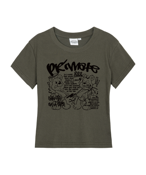 PRIMATE(プライメイト)の「PUNKANGEL レディース スリムフィット 半袖Tシャツ 5 COLORS(Tシャツ/カットソー・レディース・ホワイト/ブラック/カーキ/クリーム/チャコール・SMALL/MEDIUM/LARGE)」の7枚目の写真