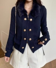【秋冬新作】ファー付きナポレオンニット