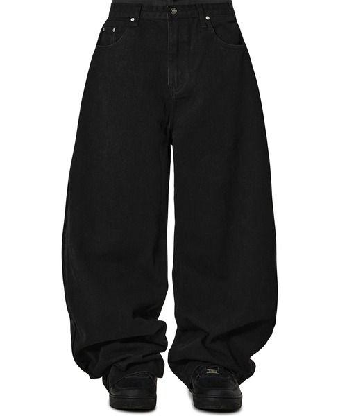 Openyard(オープンヤード)の「『Openyard/オープンヤード』LASER WASHED WIDE VOLUME PANTS/レーザーウォッシュドワイドボリュームパンツ(デニムパンツ・メンズ・ブラック/ダークブルー・S/M/L)」の3枚目の写真