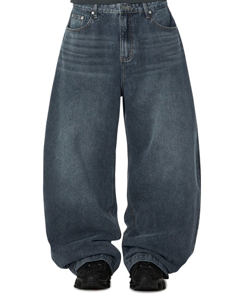 Openyard(オープンヤード)の「『Openyard/オープンヤード』LASER WASHED WIDE VOLUME PANTS/レーザーウォッシュドワイドボリュームパンツ(デニムパンツ・メンズ・ブラック/ダークブルー・S/M/L)」の9枚目の写真