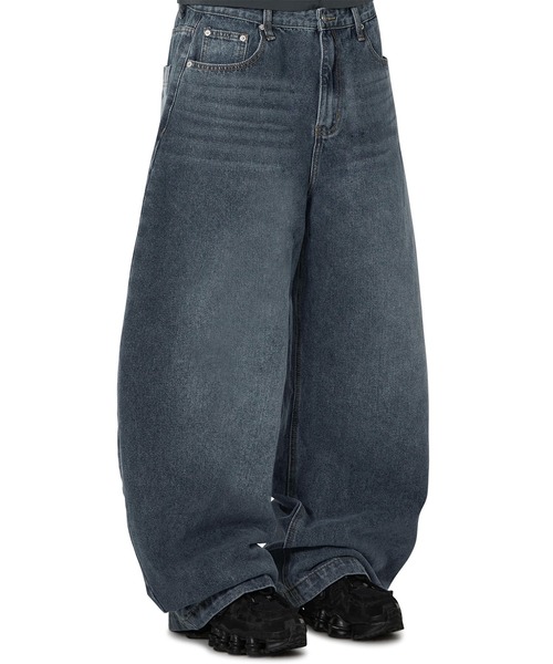 Openyard(オープンヤード)の「『Openyard/オープンヤード』LASER WASHED WIDE VOLUME PANTS/レーザーウォッシュドワイドボリュームパンツ(デニムパンツ・メンズ・ブラック/ダークブルー・S/M/L)」の10枚目の写真