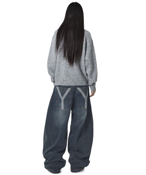 Openyard(オープンヤード)の「『Openyard/オープンヤード』LASER WASHED WIDE VOLUME PANTS/レーザーウォッシュドワイドボリュームパンツ(デニムパンツ・メンズ・ブラック/ダークブルー・S/M/L)」の15枚目の写真