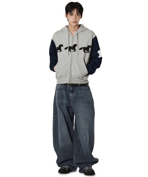Openyard(オープンヤード)の「『Openyard/オープンヤード』LASER WASHED WIDE VOLUME PANTS/レーザーウォッシュドワイドボリュームパンツ(デニムパンツ・メンズ・ブラック/ダークブルー・S/M/L)」の12枚目の写真