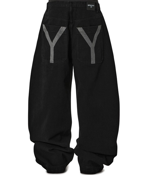 Openyard(オープンヤード)の「『Openyard/オープンヤード』LASER WASHED WIDE VOLUME PANTS/レーザーウォッシュドワイドボリュームパンツ(デニムパンツ・メンズ・ブラック/ダークブルー・S/M/L)」の5枚目の写真