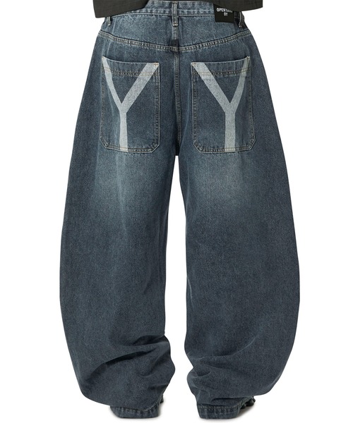 Openyard(オープンヤード)の「『Openyard/オープンヤード』LASER WASHED WIDE VOLUME PANTS/レーザーウォッシュドワイドボリュームパンツ(デニムパンツ・メンズ・ブラック/ダークブルー・S/M/L)」の11枚目の写真