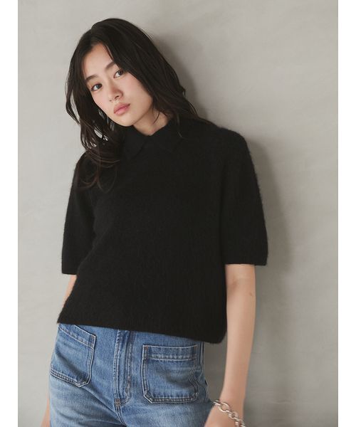 Mila Owen(ミラオーウェン)の「ポロ衿クロップド丈モヘアニット(ニット/セーター・レディース・ピンク/グレー/ブラウン/オレンジ/ブラック/ホワイト/ライトブルー・F)」の17枚目の写真