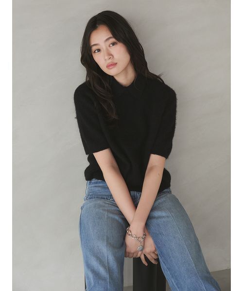 Mila Owen(ミラオーウェン)の「ポロ衿クロップド丈モヘアニット(ニット/セーター・レディース・ピンク/グレー/ブラウン/オレンジ/ブラック/ホワイト/ライトブルー・F)」の19枚目の写真