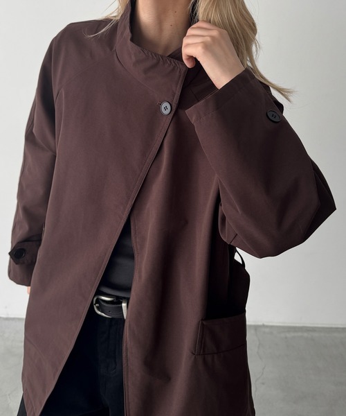 CANAL JEAN(キャナルジーン)の「El mar スタンドカラーラグランハーフコート(その他アウター・レディース・ブラウン/ブラック・ONE SIZE)」の6枚目の写真