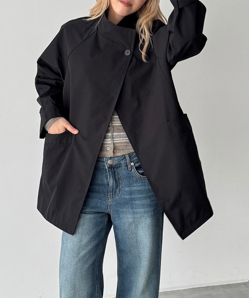CANAL JEAN(キャナルジーン)の「El mar スタンドカラーラグランハーフコート(その他アウター・レディース・ブラウン/ブラック・ONE SIZE)」の9枚目の写真