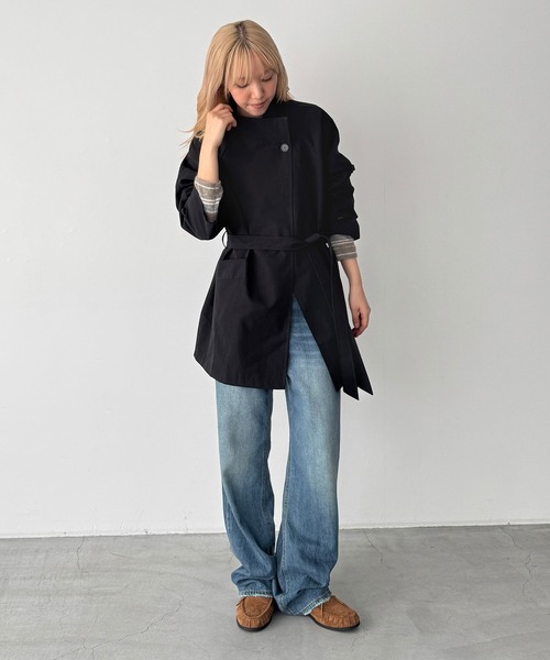 CANAL JEAN(キャナルジーン)の「El mar スタンドカラーラグランハーフコート(その他アウター・レディース・ブラウン/ブラック・ONE SIZE)」の13枚目の写真