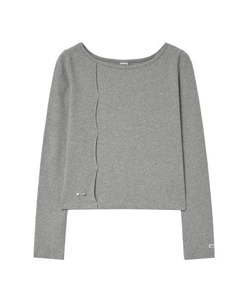 RENSE(レンセ)の「Cut-Out Boat Neck Long Sleeve Tee Melange Gray(Tシャツ/カットソー・レディース・その他・OS)」の3枚目の写真