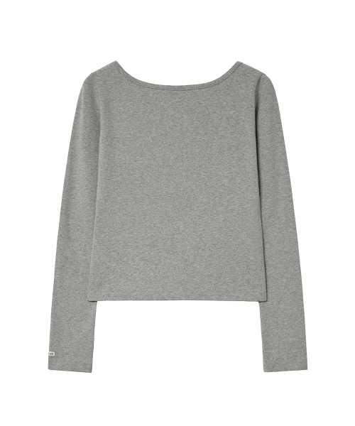 RENSE(レンセ)の「Cut-Out Boat Neck Long Sleeve Tee Melange Gray(Tシャツ/カットソー・レディース・その他・OS)」の2枚目の写真