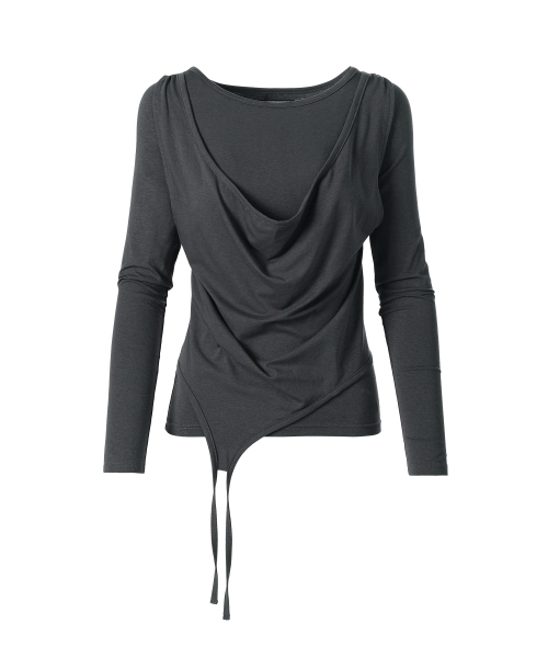 THEVINYLHOUSE（ザバイニルハウス）の「DRAPED LAYERED LS TEE(W) CHARCOAL（Tシャツ/カットソー・レディース・その他・FREE）」の4枚目の写真