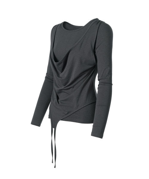 THEVINYLHOUSE（ザバイニルハウス）の「DRAPED LAYERED LS TEE(W) CHARCOAL（Tシャツ/カットソー・レディース・その他・FREE）」の5枚目の写真