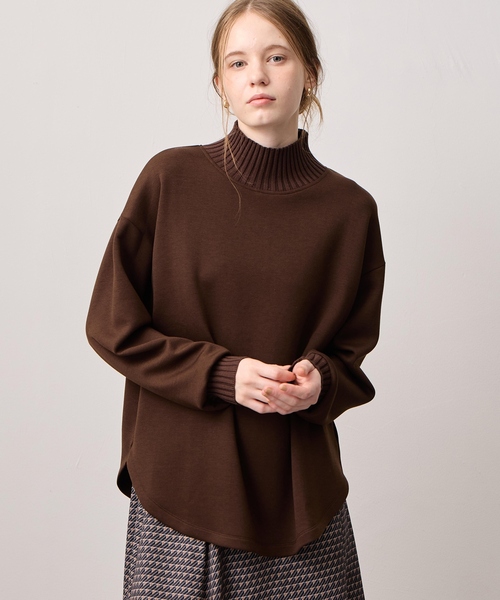 LE SOUK HOLIDAY(ルスークホリデー)の「リブ切り替えハイネックカットプルオーバー(Tシャツ/カットソー・レディース・チャコールグレー/ダークブラウン・M/L)」の4枚目の写真