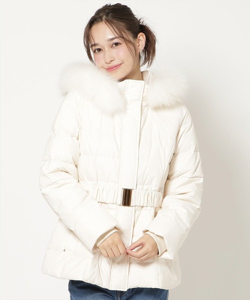 WILLSELECTION（ウィルセレクション）の「ベルト付きミディダウン（ダウンジャケット/コート・レディース・ブラック/オフホワイト/ピンク・FREE）」の2枚目の写真