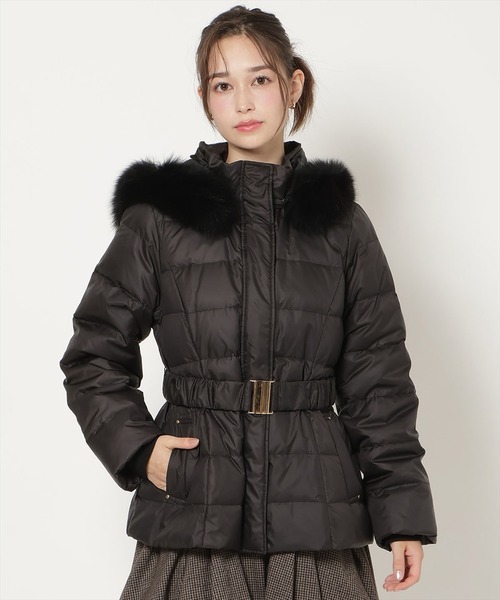 WILLSELECTION（ウィルセレクション）の「ベルト付きミディダウン（ダウンジャケット/コート・レディース・ブラック/オフホワイト/ピンク・FREE）」の3枚目の写真