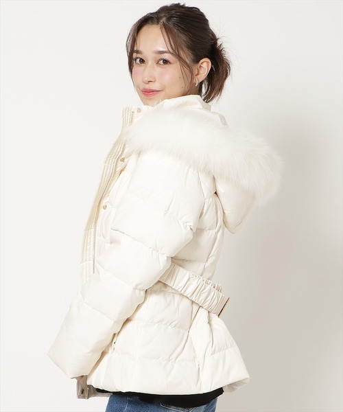 WILLSELECTION（ウィルセレクション）の「ベルト付きミディダウン（ダウンジャケット/コート・レディース・ブラック/オフホワイト/ピンク・FREE）」の6枚目の写真