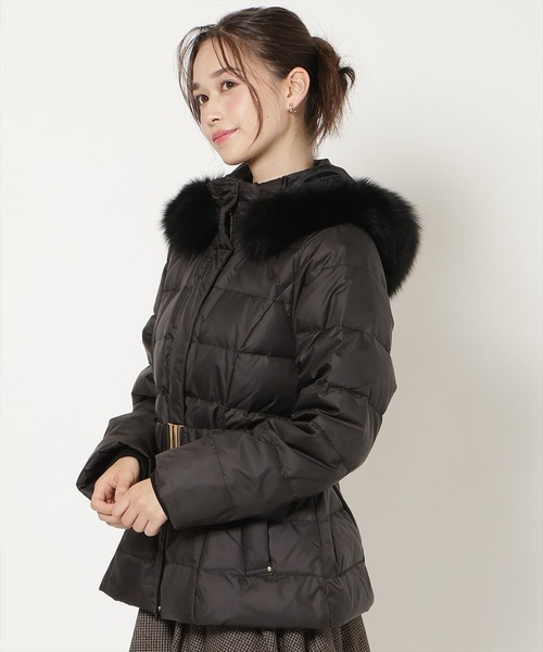 WILLSELECTION（ウィルセレクション）の「ベルト付きミディダウン（ダウンジャケット/コート・レディース・ブラック/オフホワイト/ピンク・FREE）」の10枚目の写真