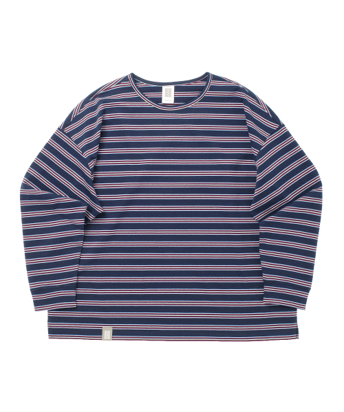 A NOTHING(アナッシング)の「STRIPE BINDING-NECK BOX TEE (Dark Navy)(Tシャツ/カットソー・レディース・その他・MEDIUM/LARGE)」の1枚目の写真