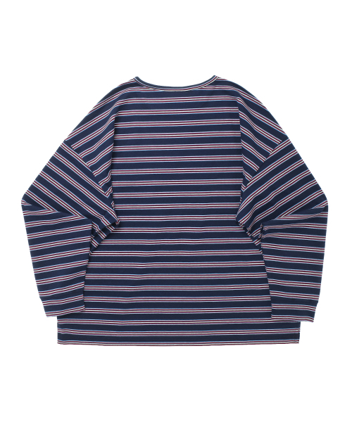 A NOTHING(アナッシング)の「STRIPE BINDING-NECK BOX TEE (Dark Navy)(Tシャツ/カットソー・レディース・その他・MEDIUM/LARGE)」の2枚目の写真