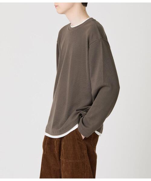 Park Slope NEWYORKER（パークスロープニューヨーカー）の「レイヤード長袖Tシャツ（Tシャツ/カットソー・メンズ・ホワイト/ブラウン・SMALL/MEDIUM/LARGE/X-LARGE）」の7枚目の写真